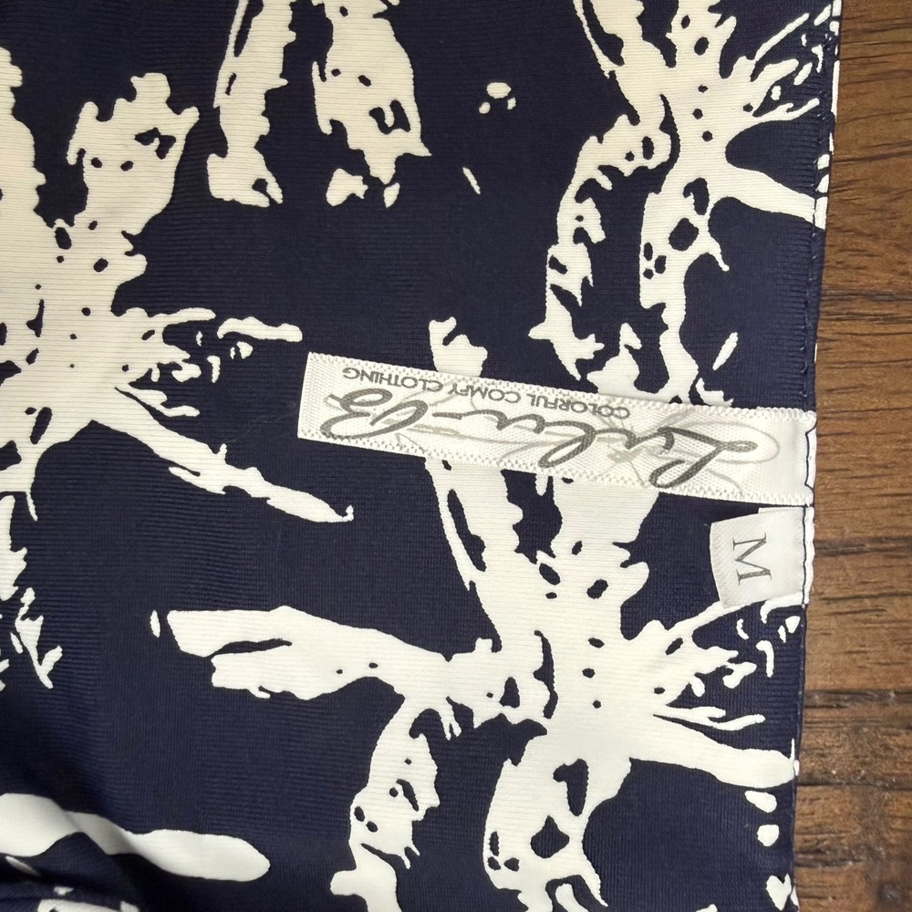 Lulu-B Palm Tree Print Sleeveless Shift Dress Navy Blue White Womens Medium - Picture 4 of 8